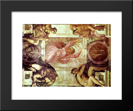 Sistine Chapel Ceiling God Dividing Light From Darkness 20x24 Black Modern Wood Framed Art Print Poster by Michelangelo