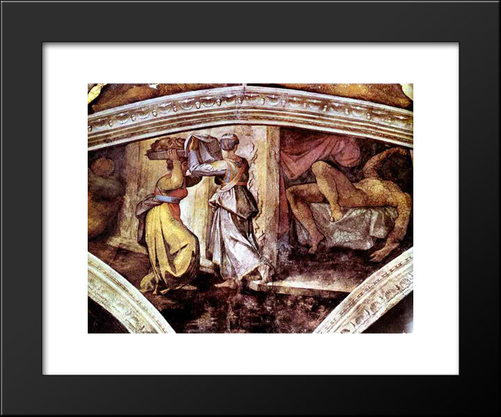 Sistine Chapel Ceiling Judith Carrying The Head Of Holofernes 20x24 Black Modern Wood Framed Art Print Poster by Michelangelo