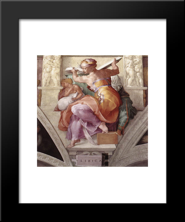 Sistine Chapel Ceiling Libyan Sibyl 20x24 Black Modern Wood Framed Art Print Poster by Michelangelo