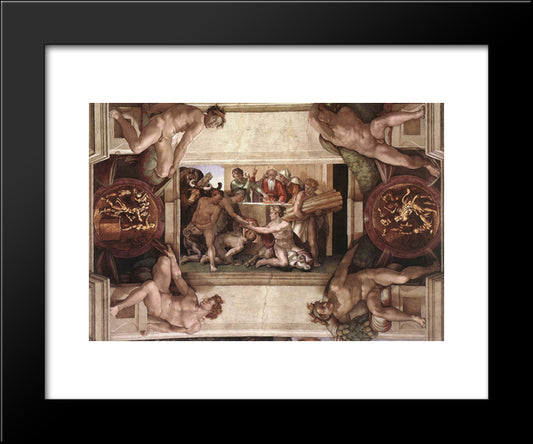 Sistine Chapel Ceiling Sacrifice Of Noah 20x24 Black Modern Wood Framed Art Print Poster by Michelangelo