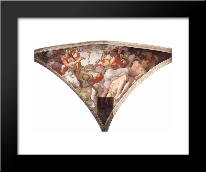 Sistine Chapel Ceiling The Brazen Serpent 20x24 Black Modern Wood Framed Art Print Poster by Michelangelo