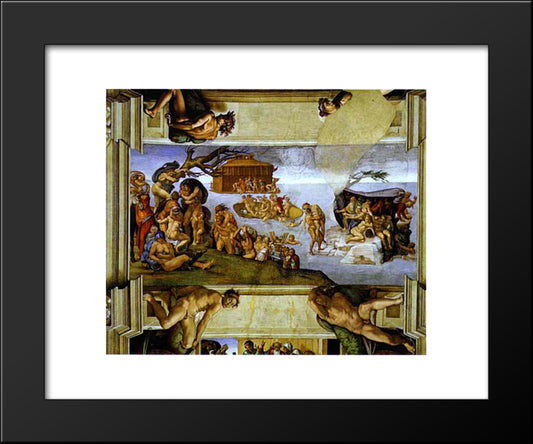 Sistine Chapel Ceiling The Flood 20x24 Black Modern Wood Framed Art Print Poster by Michelangelo