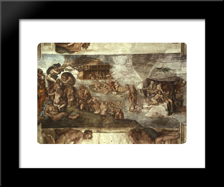 Sistine Chapel Ceiling The Flood 20x24 Black Modern Wood Framed Art Print Poster by Michelangelo