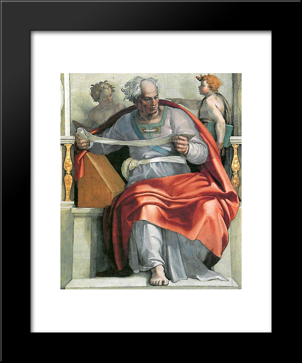 Sistine Chapel Ceiling The Prophet Joel 20x24 Black Modern Wood Framed Art Print Poster by Michelangelo