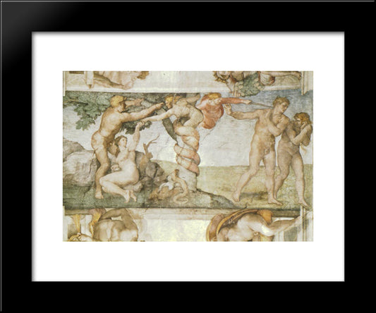 Sistine Chapel Ceiling The Temptation And Expulsion 20x24 Black Modern Wood Framed Art Print Poster by Michelangelo