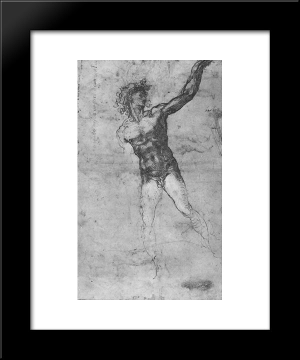 Sketch Of A Nude Man (Study For The Battle Of Cascina) 20x24 Black Modern Wood Framed Art Print Poster by Michelangelo