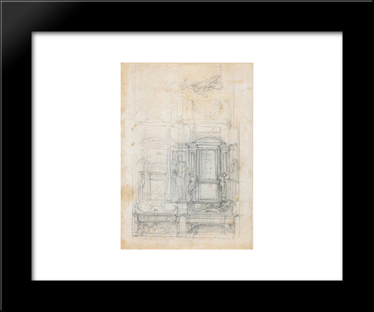 Studies For A Double Tomb Wall 20x24 Black Modern Wood Framed Art Print Poster by Michelangelo