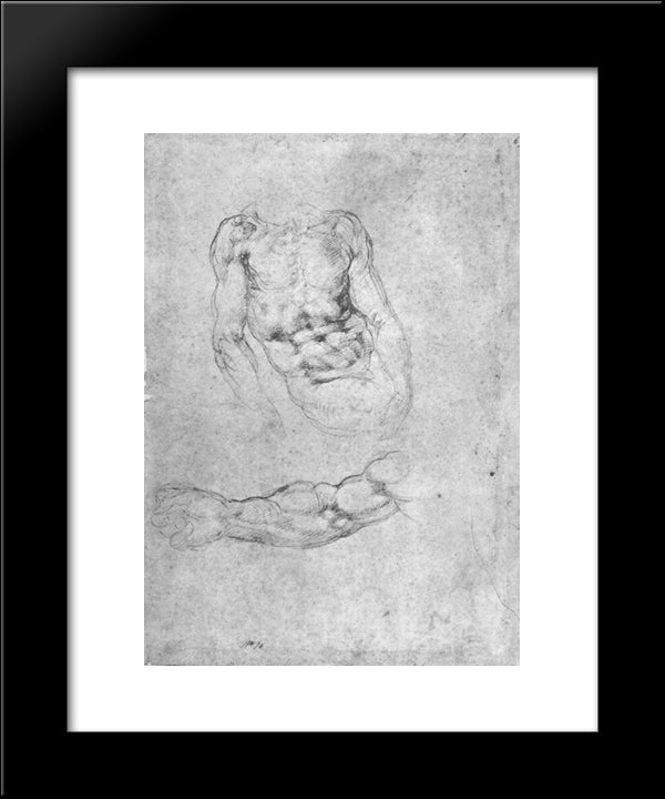 Studies For Pieta Or The Last Judgement 20x24 Black Modern Wood Framed Art Print Poster by Michelangelo