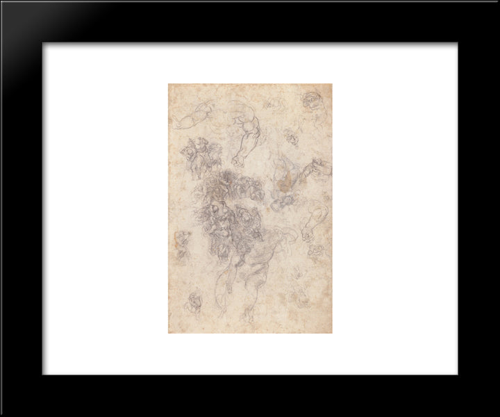 Studies For The Last Judgement 20x24 Black Modern Wood Framed Art Print Poster by Michelangelo