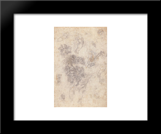 Studies For The Last Judgement 20x24 Black Modern Wood Framed Art Print Poster by Michelangelo