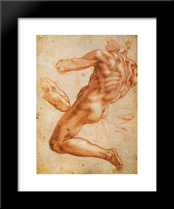 Study For An Ignudo 20x24 Black Modern Wood Framed Art Print Poster by Michelangelo