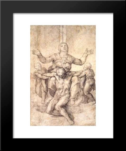 Study For The Colonna Pieta 20x24 Black Modern Wood Framed Art Print Poster by Michelangelo