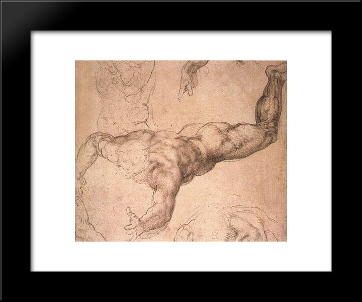 Study For The Last Judgement 20x24 Black Modern Wood Framed Art Print Poster by Michelangelo