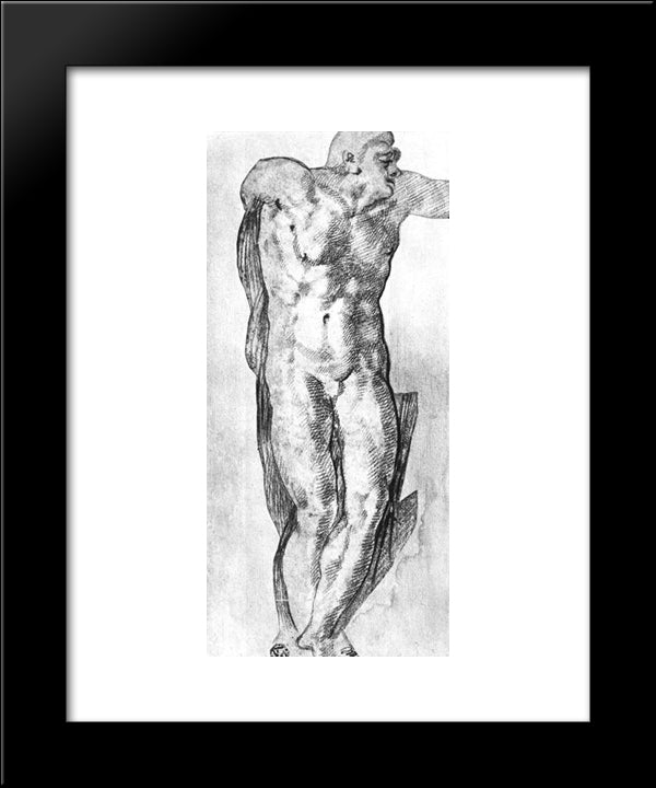 Study Of A Nude Man 20x24 Black Modern Wood Framed Art Print Poster by Michelangelo