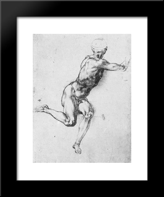 Study Of Figure To Battle Of Cascina 20x24 Black Modern Wood Framed Art Print Poster by Michelangelo
