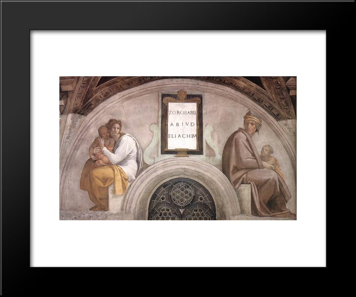 The Ancestors Of Christ Abiud, Eliakim 20x24 Black Modern Wood Framed Art Print Poster by Michelangelo