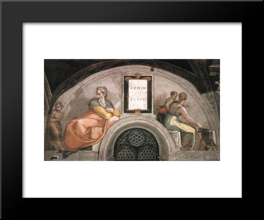 The Ancestors Of Christ Achim, Eliud 20x24 Black Modern Wood Framed Art Print Poster by Michelangelo