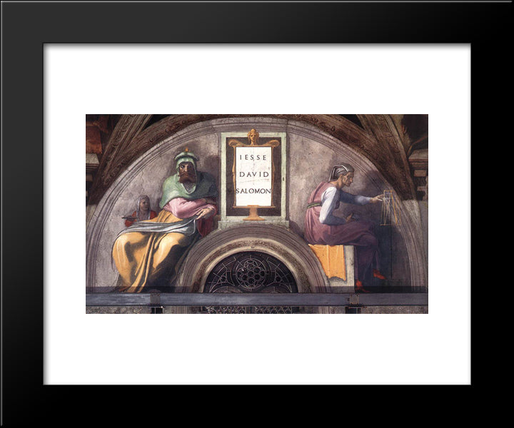 The Ancestors Of Christ David, Solomon 20x24 Black Modern Wood Framed Art Print Poster by Michelangelo