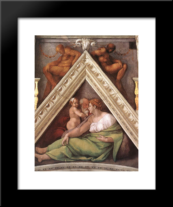 The Ancestors Of Christ Hezekiah 20x24 Black Modern Wood Framed Art Print Poster by Michelangelo