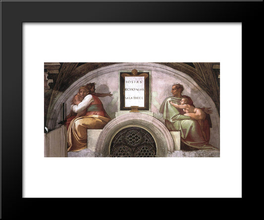 The Ancestors Of Christ Jechoniah, Shealtiel 20x24 Black Modern Wood Framed Art Print Poster by Michelangelo