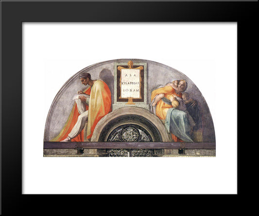 The Ancestors Of Christ Jehoshaphat, Joram 20x24 Black Modern Wood Framed Art Print Poster by Michelangelo