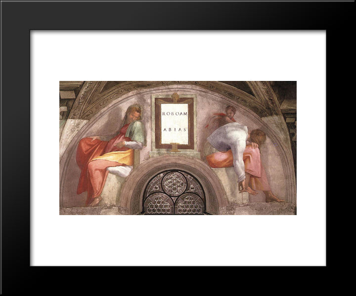 The Ancestors Of Christ Rehoboam, Abijah 20x24 Black Modern Wood Framed Art Print Poster by Michelangelo