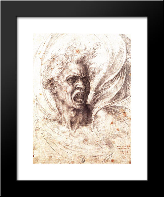 The Damned Soul 20x24 Black Modern Wood Framed Art Print Poster by Michelangelo