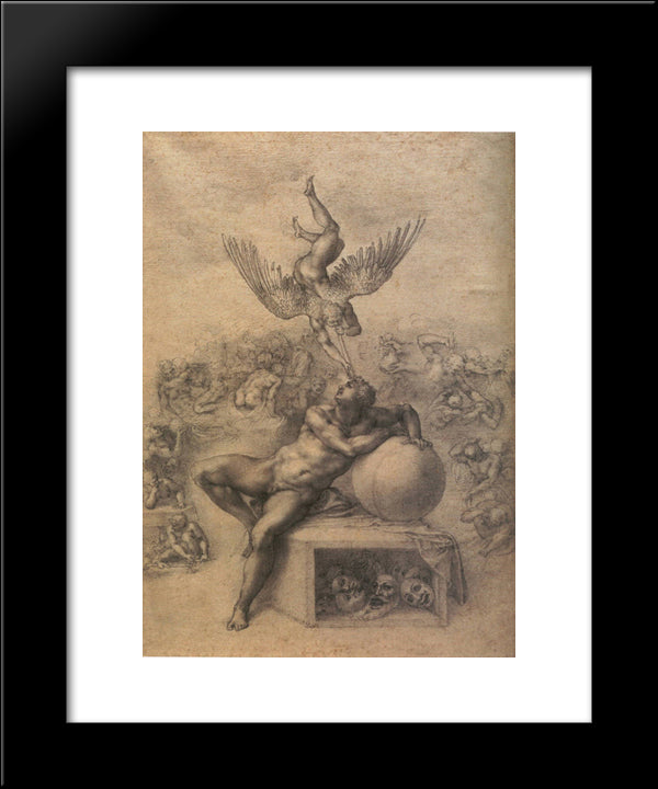 The Dream Of Human Life 20x24 Black Modern Wood Framed Art Print Poster by Michelangelo