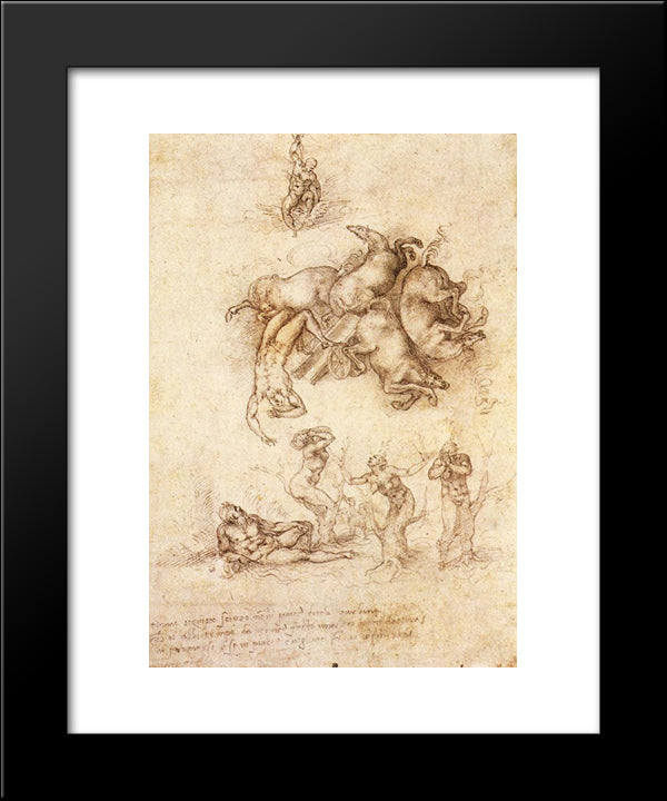 The Fall Of Phaeton 20x24 Black Modern Wood Framed Art Print Poster by Michelangelo