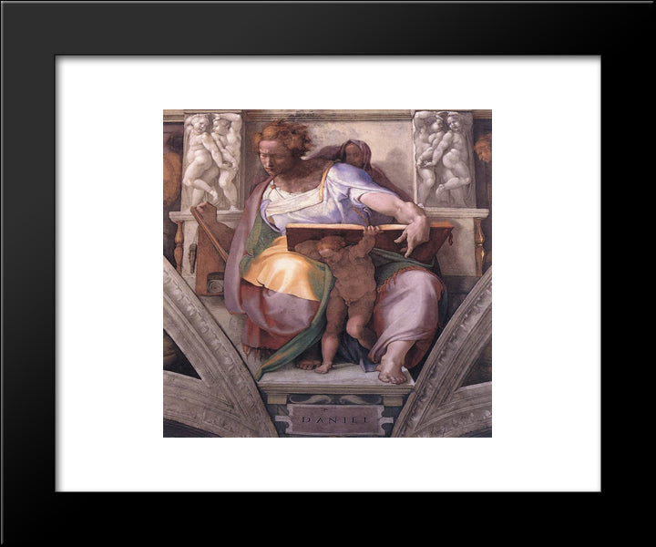 The Prophet Daniel 20x24 Black Modern Wood Framed Art Print Poster by Michelangelo