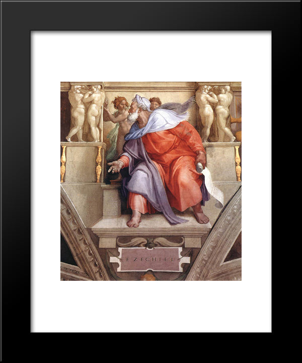 The Prophet Ezekiel 20x24 Black Modern Wood Framed Art Print Poster by Michelangelo