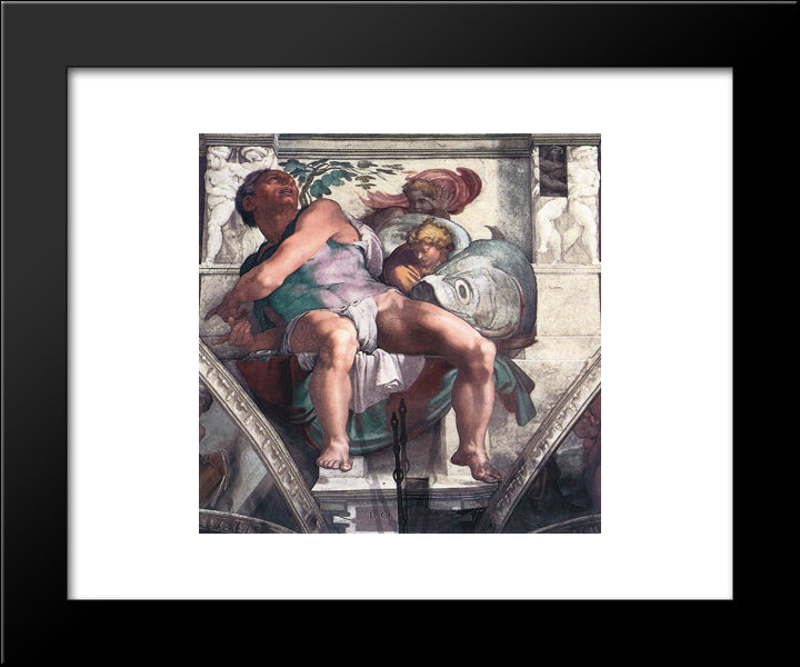 The Prophet Jonah 20x24 Black Modern Wood Framed Art Print Poster by Michelangelo