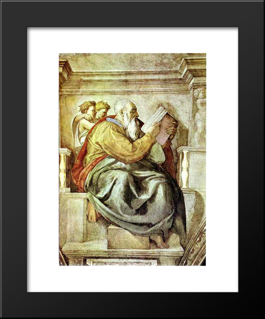 The Prophet Zechariah 20x24 Black Modern Wood Framed Art Print Poster by Michelangelo
