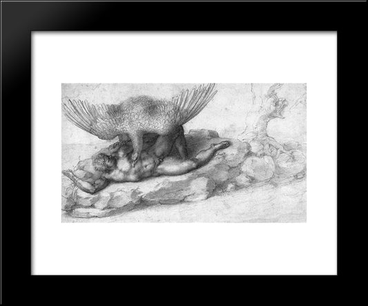 The Punishment Of Tityus 20x24 Black Modern Wood Framed Art Print Poster by Michelangelo