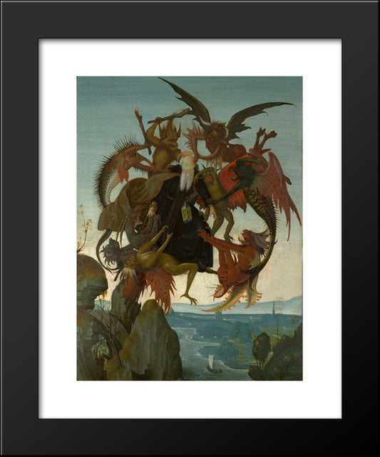 The Torment Of Saint Anthony 20x24 Black Modern Wood Framed Art Print Poster by Michelangelo