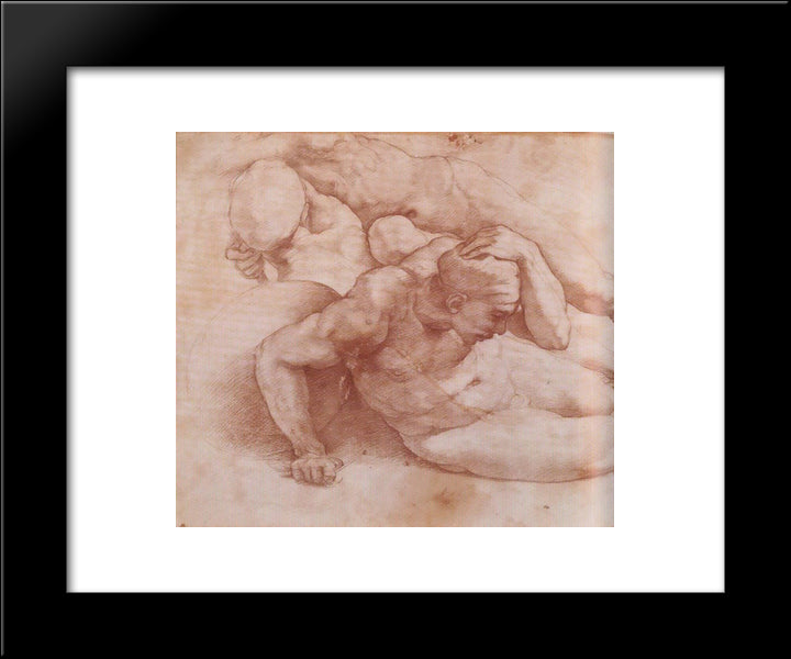 Two Figures 20x24 Black Modern Wood Framed Art Print Poster by Michelangelo