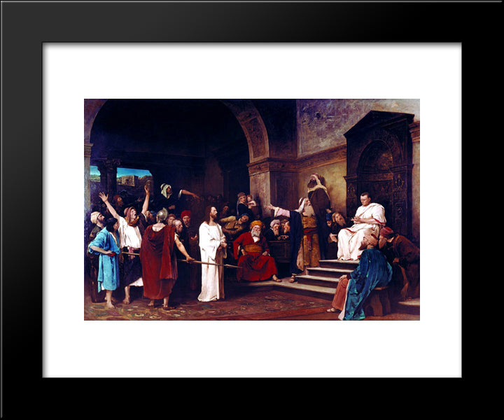 Christ Before Pilate 20x24 Black Modern Wood Framed Art Print Poster by Munkacsy, Mihaly