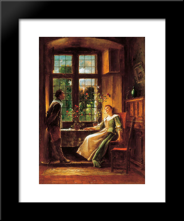Conversation 20x24 Black Modern Wood Framed Art Print Poster by Munkacsy, Mihaly