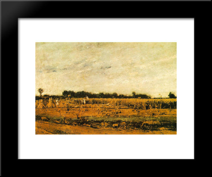 Corn Field 20x24 Black Modern Wood Framed Art Print Poster by Munkacsy, Mihaly