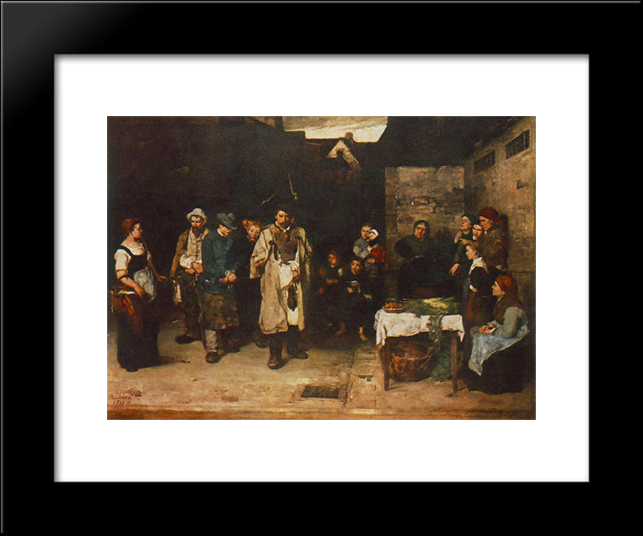Drifters In The Night 20x24 Black Modern Wood Framed Art Print Poster by Munkacsy, Mihaly