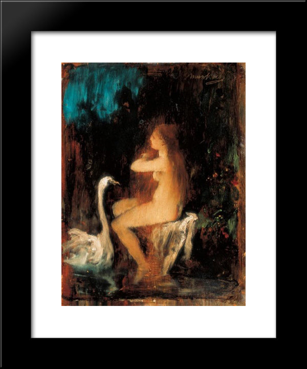 Leda 20x24 Black Modern Wood Framed Art Print Poster by Munkacsy, Mihaly