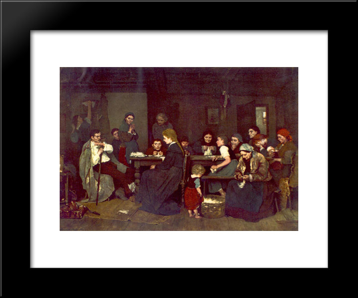 Making Lint 20x24 Black Modern Wood Framed Art Print Poster by Munkacsy, Mihaly