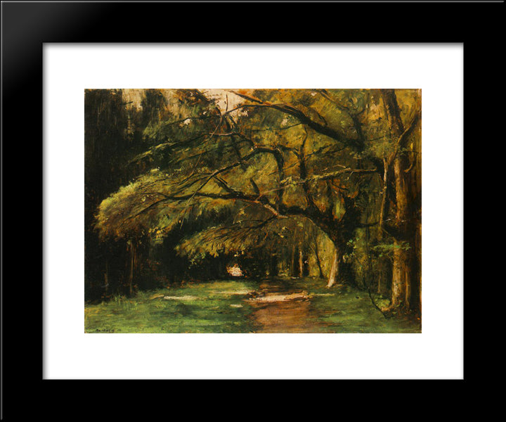 Park In Colpach 20x24 Black Modern Wood Framed Art Print Poster by Munkacsy, Mihaly