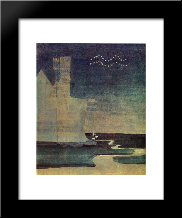 Aquarius 20x24 Black Modern Wood Framed Art Print Poster by Ciurlionis, Mikalojus