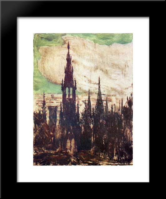 City (Towers) 20x24 Black Modern Wood Framed Art Print Poster by Ciurlionis, Mikalojus