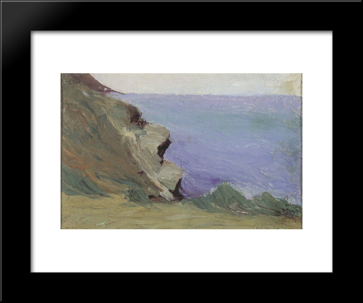 Cliff By The Sea 20x24 Black Modern Wood Framed Art Print Poster by Ciurlionis, Mikalojus
