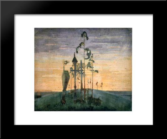 Graveyard Motif 20x24 Black Modern Wood Framed Art Print Poster by Ciurlionis, Mikalojus