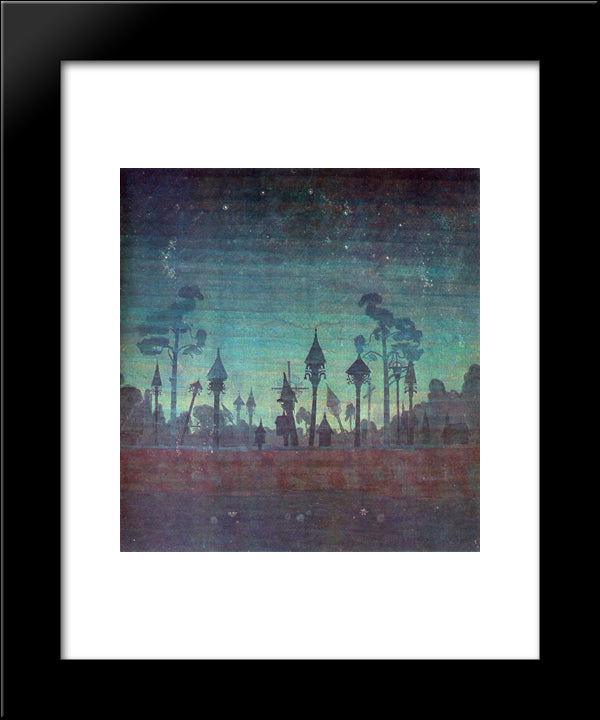 Lithuanian Graveyard 20x24 Black Modern Wood Framed Art Print Poster by Ciurlionis, Mikalojus