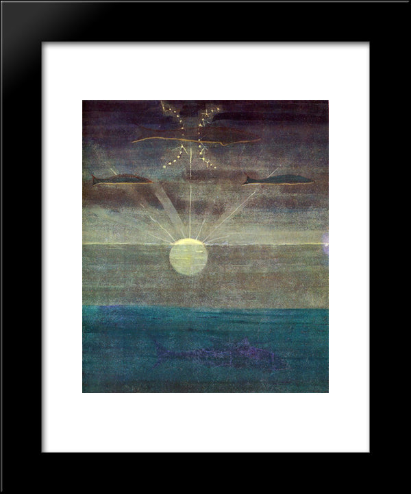 Pisces 20x24 Black Modern Wood Framed Art Print Poster by Ciurlionis, Mikalojus