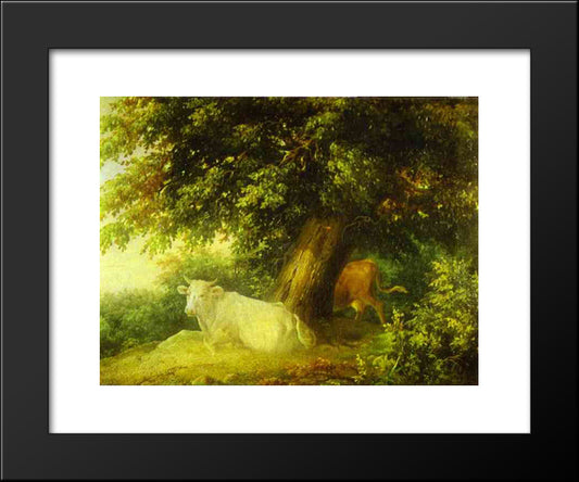Landscape With Cows 20x24 Black Modern Wood Framed Art Print Poster by Lebedev, Mikhail